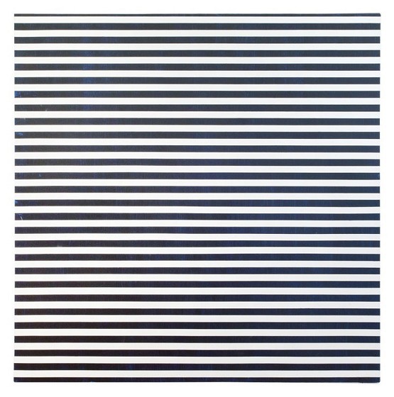 Senza titolo: quadro con righe bianche e bleu, 2018