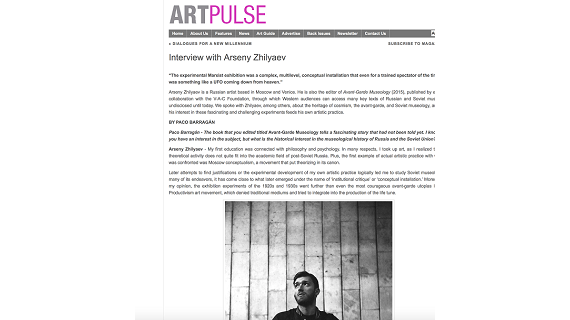 ArtPulse,” Interview with Arseny Zhilyaev”