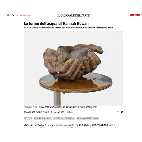 Il Giornale dell’Arte, Hannah Rowan